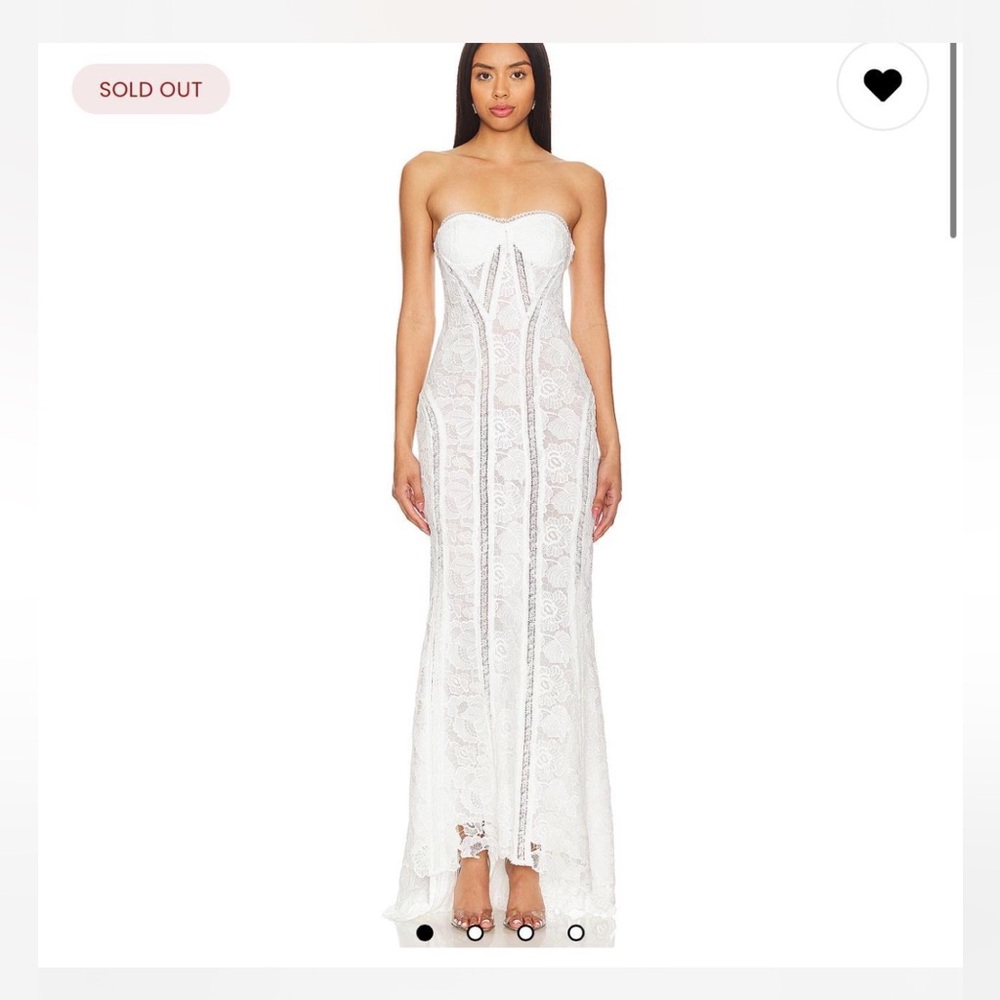 Rococo Sand White Strapless Tiered Maxi Gown